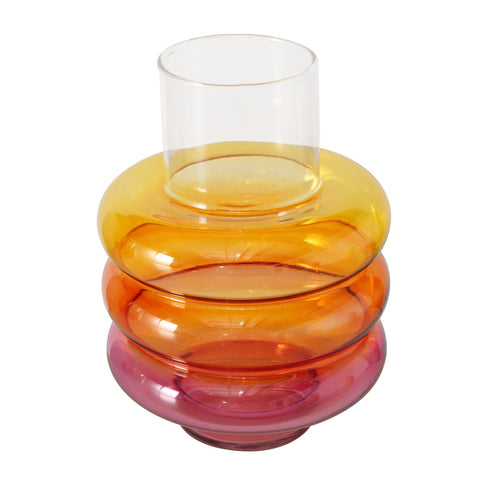 Jarrón cristal arcoíris tonos naranjas