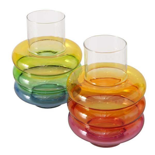 Jarrón cristal arcoíris tonos naranjas
