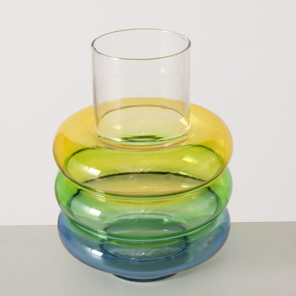 Jarrón cristal arcoíris tonos verdes