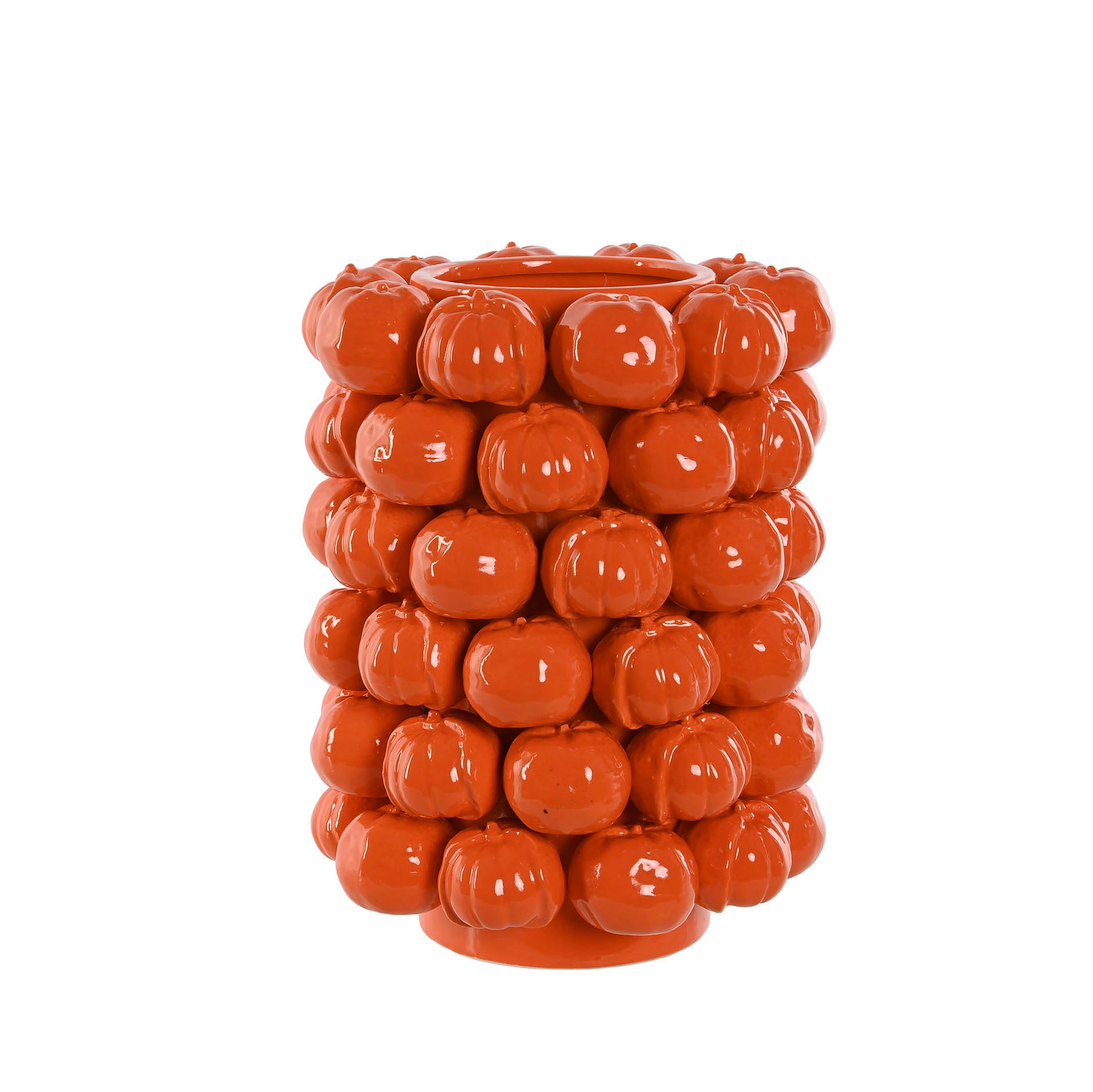 Jarrón decorativo de cerámica con mandarinas en relieve Brocantia tienda Oviedo