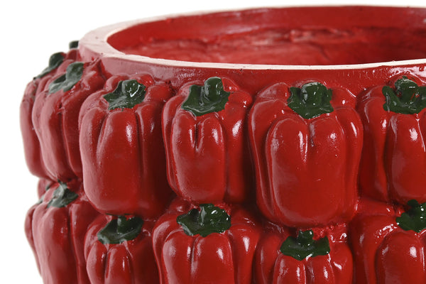 Detalle de jarrón cilíndrico con relieve de pimientos