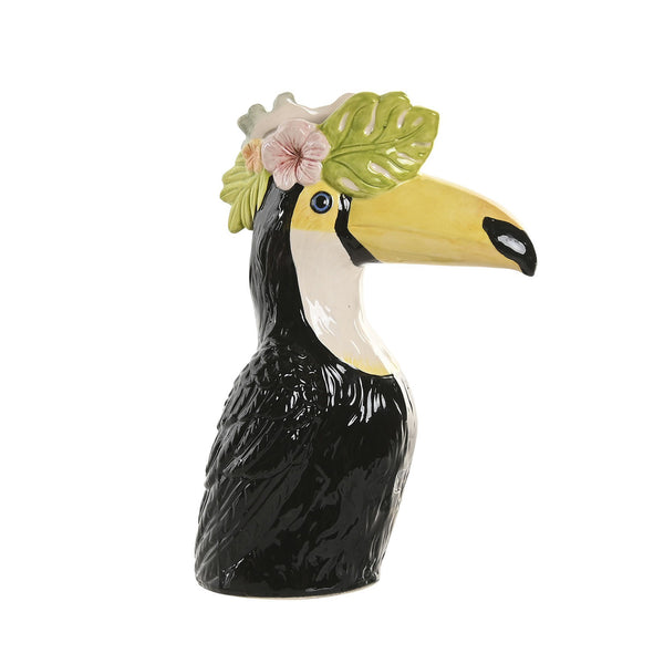 Jarrón con forma de tucán de cerámica esmaltada