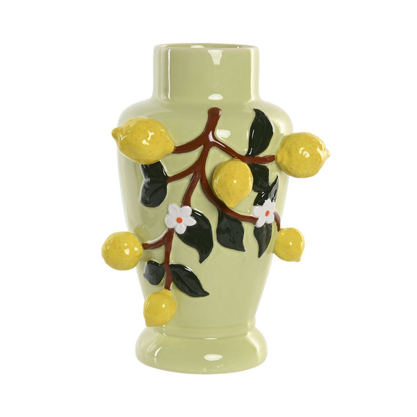 Jarrón decorativo de cerámica con limones en relieve