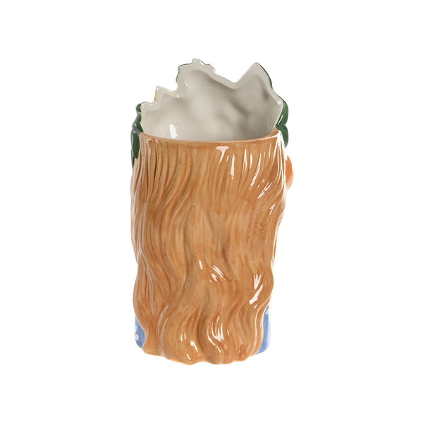 Vista trasera de jarrón cerámico con diseño original