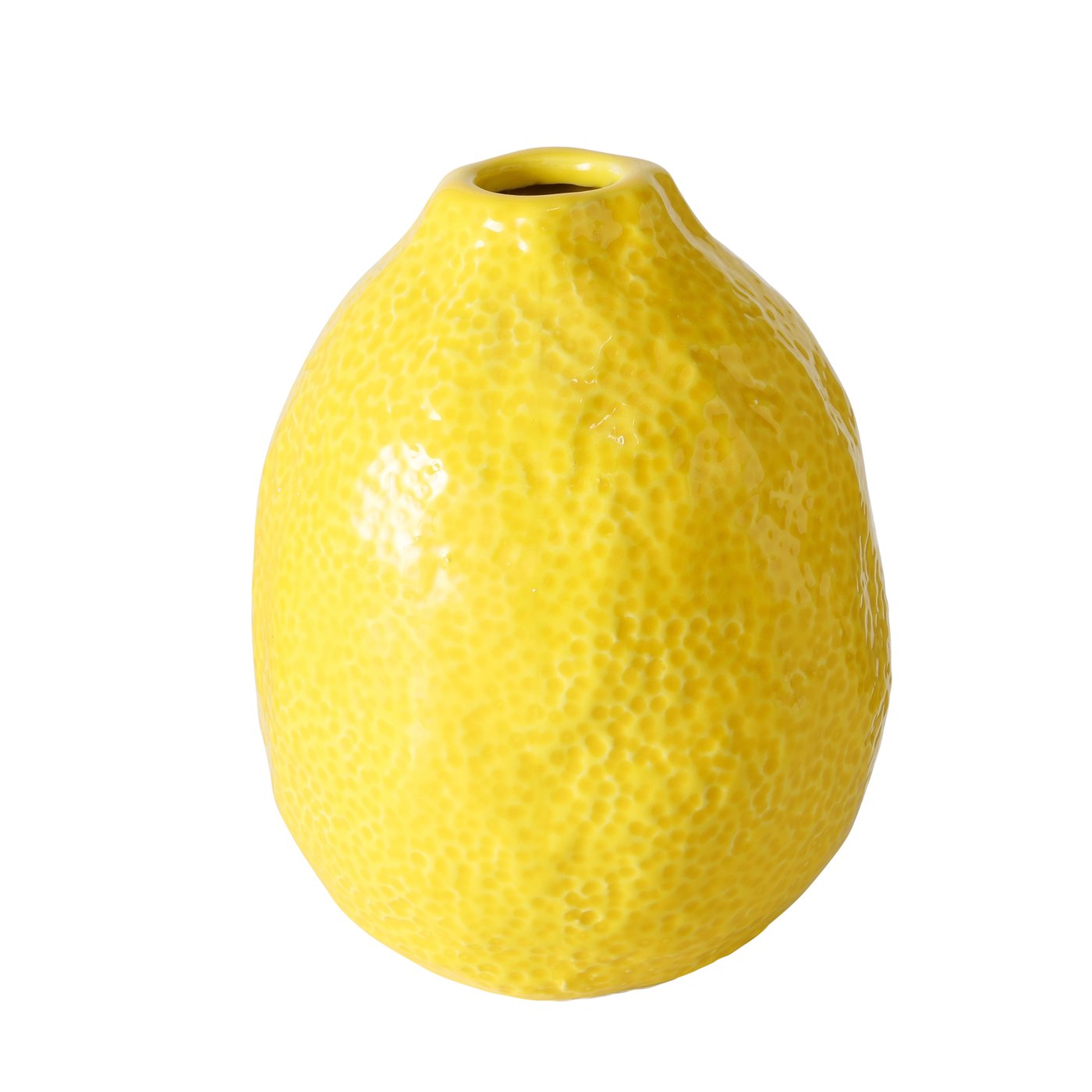 jarrón decorativo cerámica forma de limón amarillo brillante Brocantia Oviedo