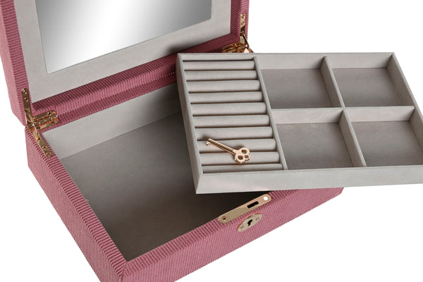 Joyero pana rosa con llave