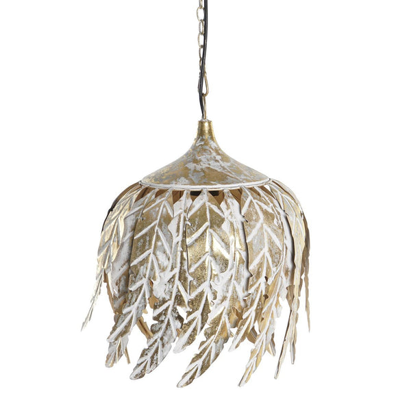 Lámpara de techo decorativa con hojas metálicas doradas