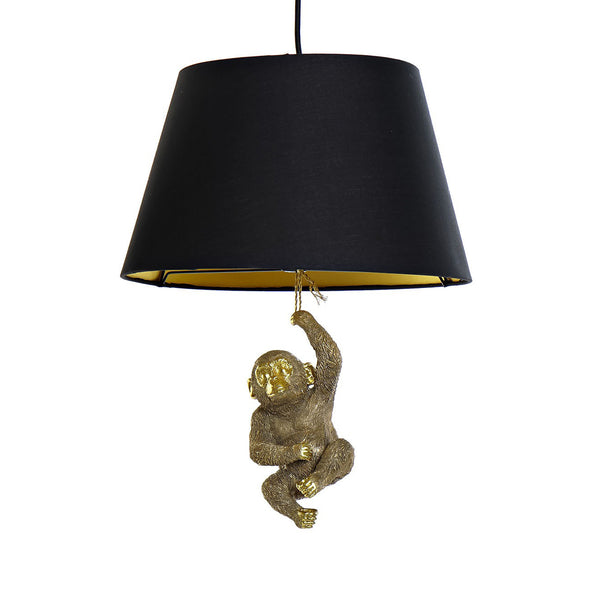 Lámpara colgante exótica con mono dorado