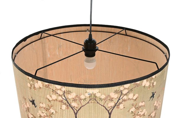 lámpara de techo de bambú natural con luz cálida