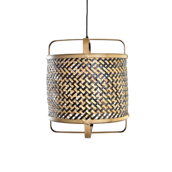 lámpara de ratán colgante trenzada en tonos naturales