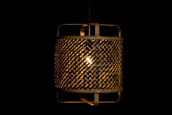 lámpara colgante de fibras naturales estilo boho