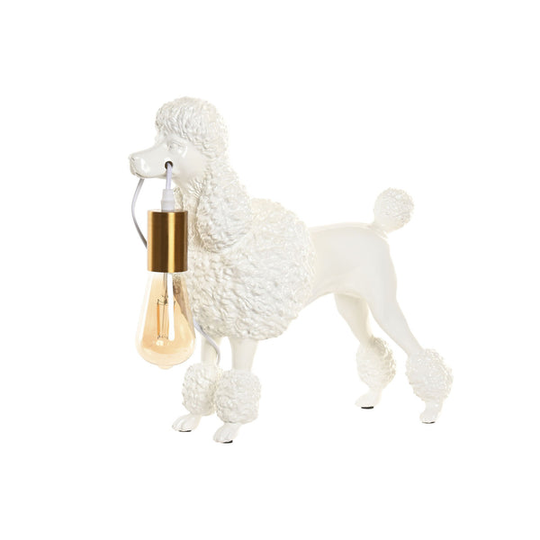 Lámpara original con forma de caniche blanco