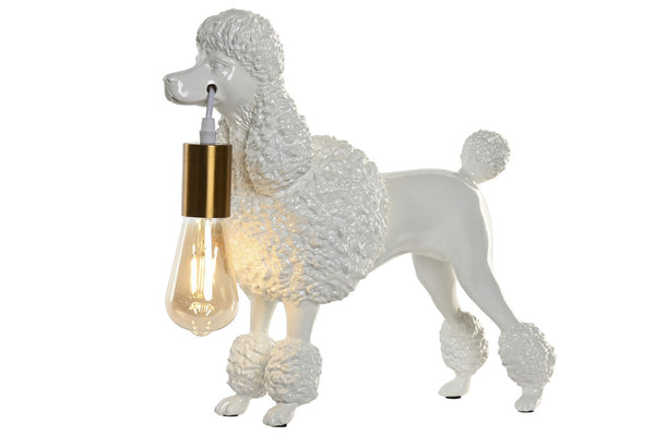 Lámpara decorativa con figura de perro blanco