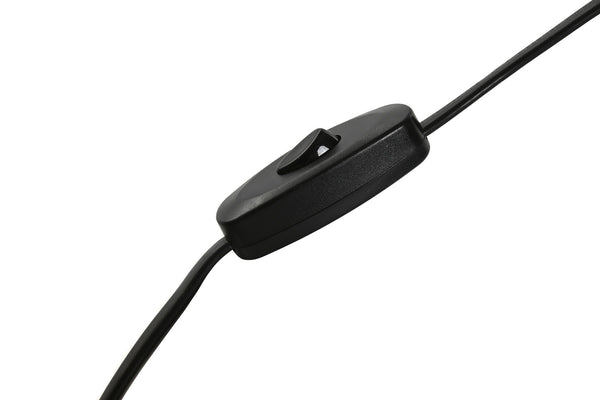 Interruptor de cable negro de la lámpara de sobremesa seta de metal gris.