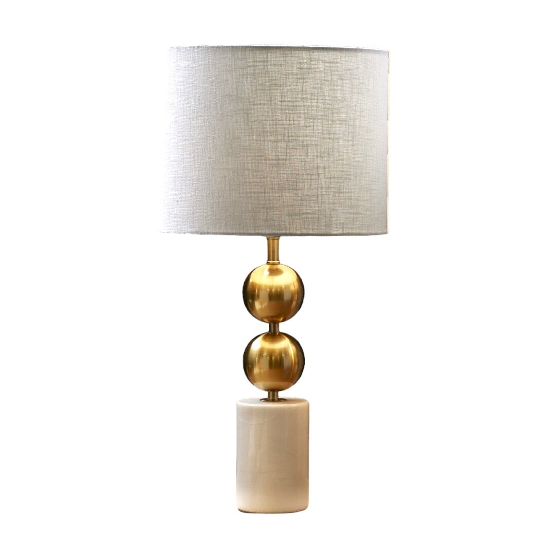 Lámpara de sobremesa mármol y bolas metal dorado Brocantia