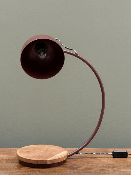Lámpara de sobremesa flexo madera y metal Brocantia