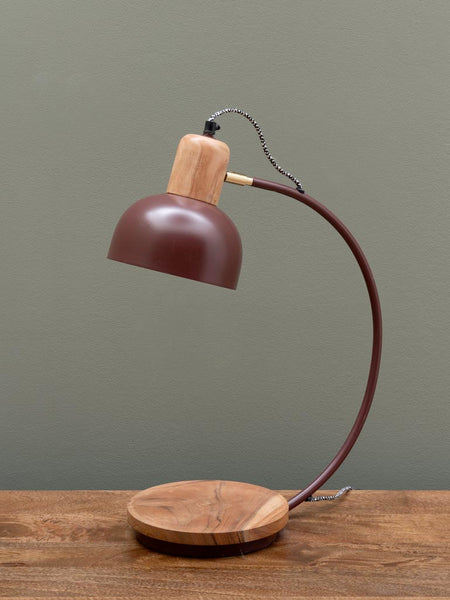 Lámpara de sobremesa flexo madera y metal Brocantia