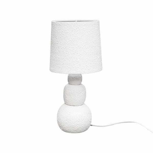 Lámpara de mesa blanca con base texturizada