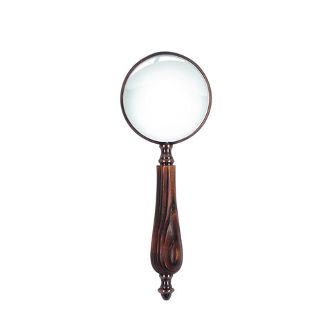 lupa decorativa de madera, lupa vintage para escritorio, lupa con mango de madera, lupa coleccionista metal cobrizo, lupa de lectura elegante, decoración clásica Oviedo, accesorios de escritorio vintage, ideas regalo originales
