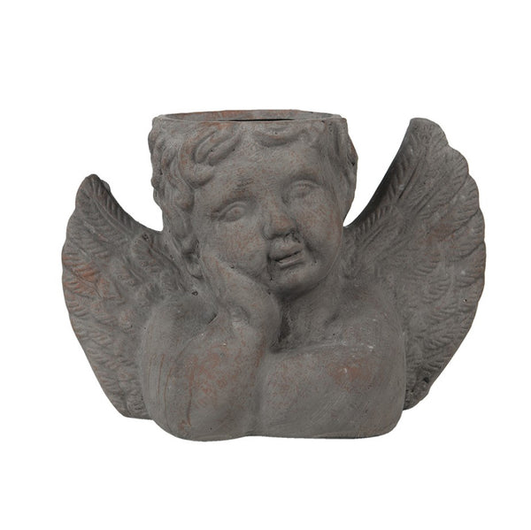 macetero ángel pensativo de cemento envejecido Brocantia