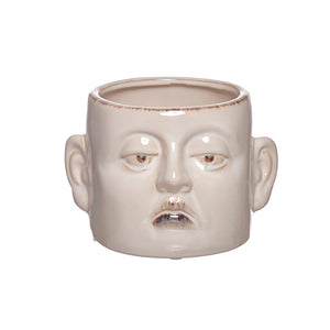 macetero decorativo de cerámica blanca con rostro humano artístico – Brocantia tienda de decoración y regalos en Oviedo