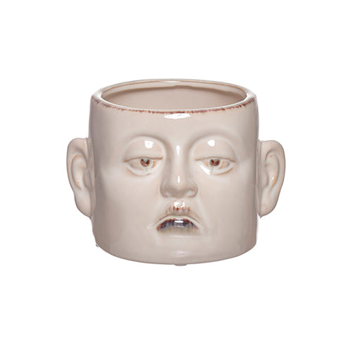 macetero decorativo de cerámica blanca con rostro humano artístico – Brocantia tienda de decoración y regalos en Oviedo