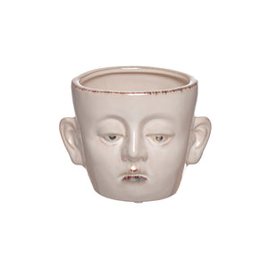 macetero de cerámica blanco con forma de cara decorativa estilo artístico – Brocantia tienda de decoración y regalos en Oviedo