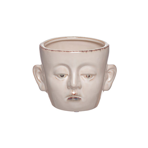 macetero de cerámica blanco con forma de cara decorativa estilo artístico – Brocantia tienda de decoración y regalos en Oviedo