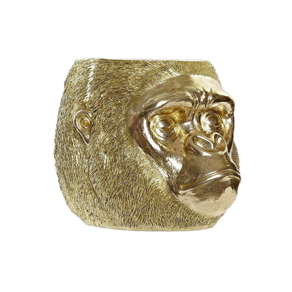 macetero cabeza de gorila dorado decorativo