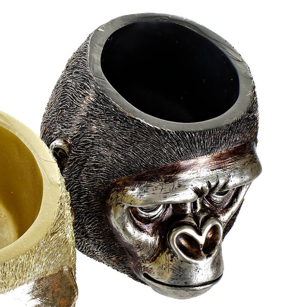 detalle macetero figura animal con acabado metálico