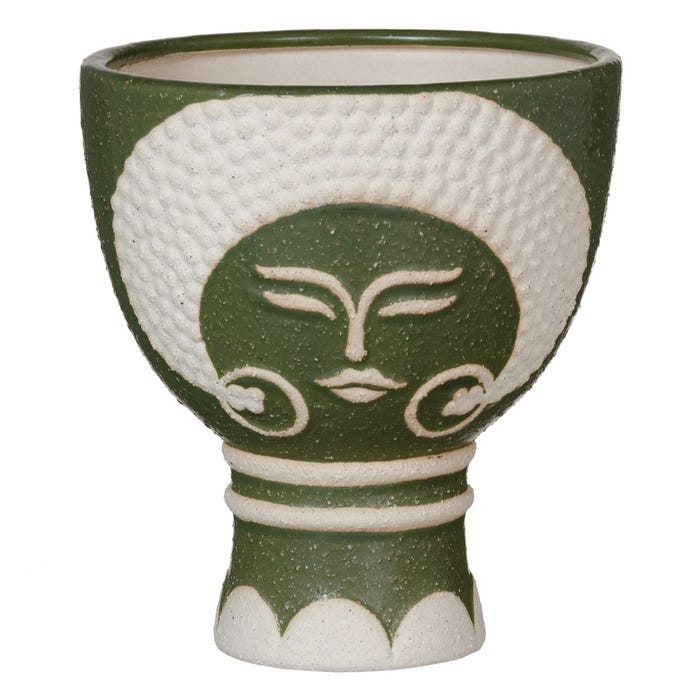 Macetero cara verde