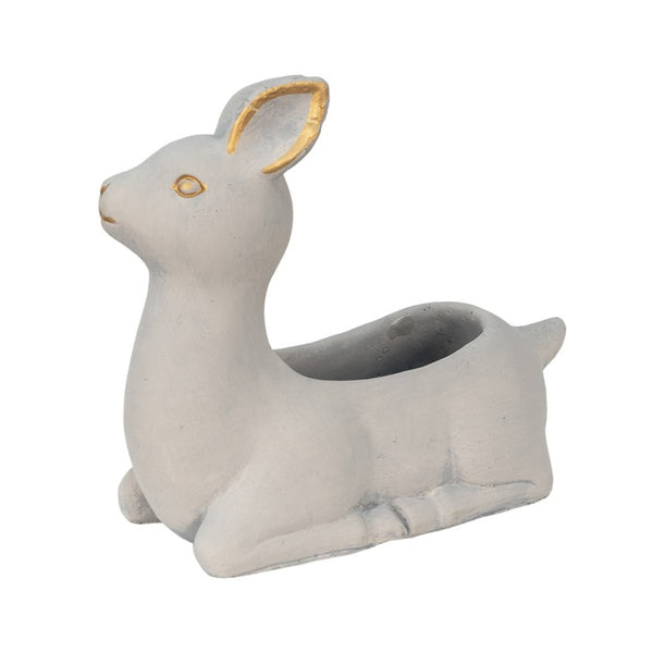 Macetero decorativo de cemento en forma de ciervo