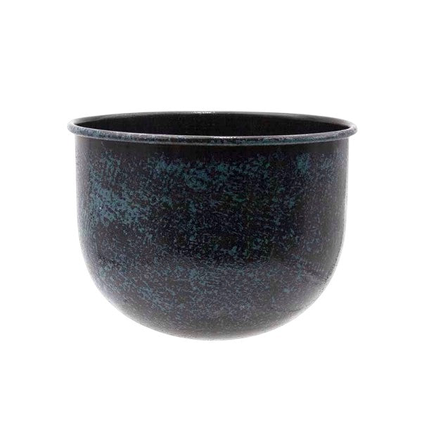 macetero metálico azul envejecido de 21x15 cm estilo industrial vintage – Brocantia tienda de decoración