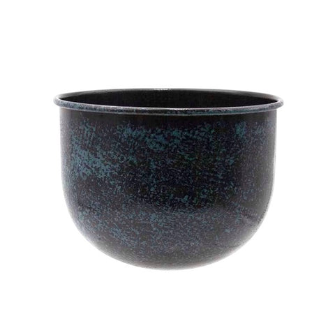 macetero metálico azul envejecido de 21x15 cm estilo industrial vintage – Brocantia tienda de decoración