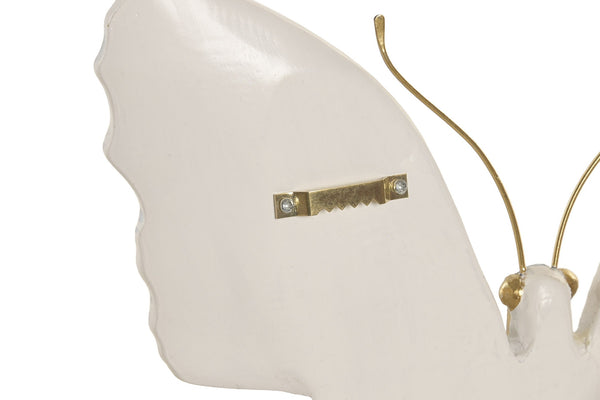 Parte trasera de mariposa decorativa de pared con sistema metálico para colgar
