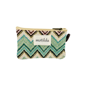 Monedero zigzag tonos verdosos