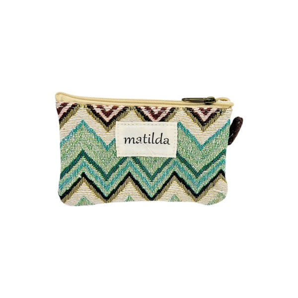 Monedero zigzag tonos verdosos