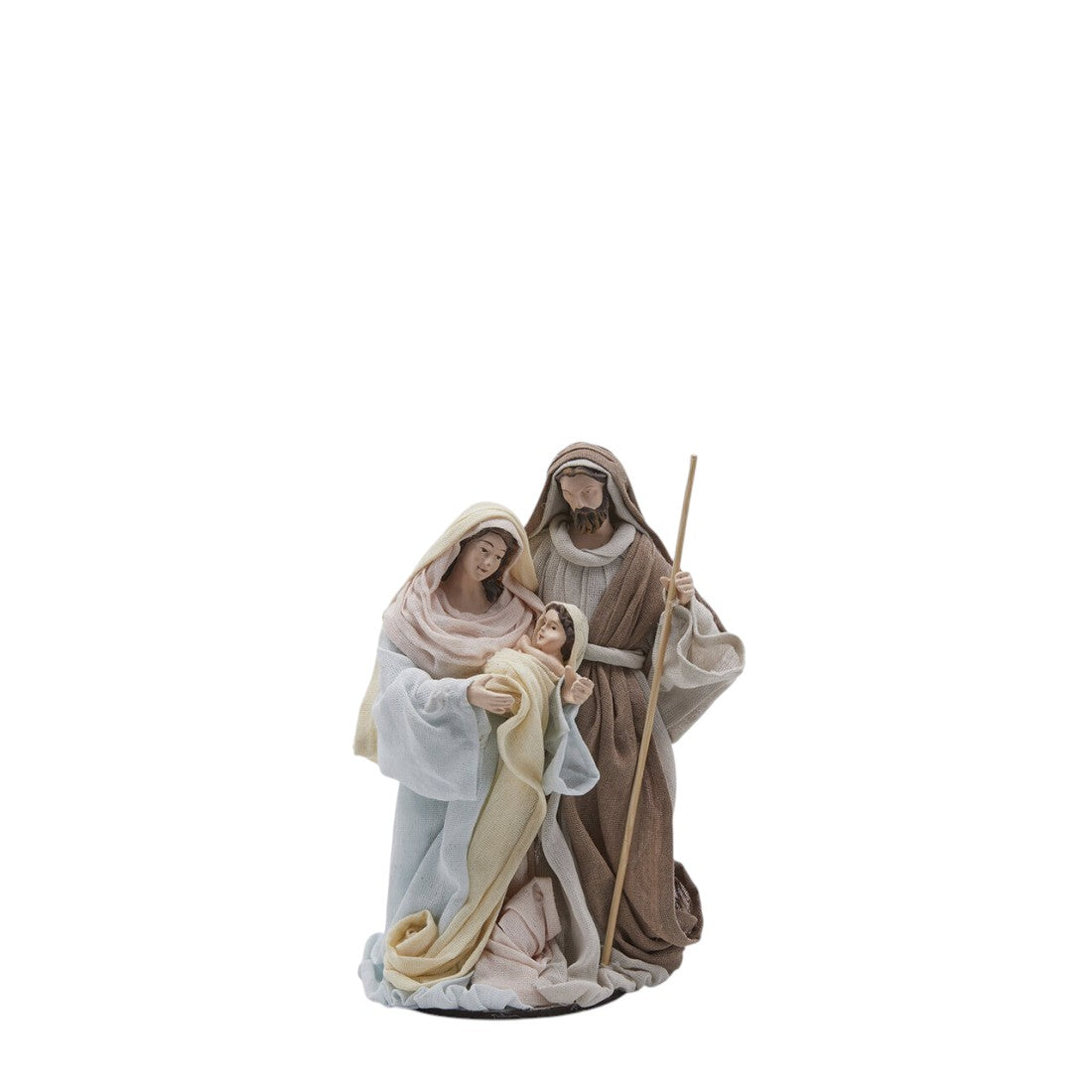 Nacimiento de la Sagrada Familia con telas naturales