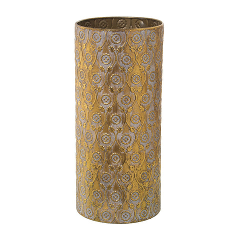 Paragüero dorado metálico con relieve floral