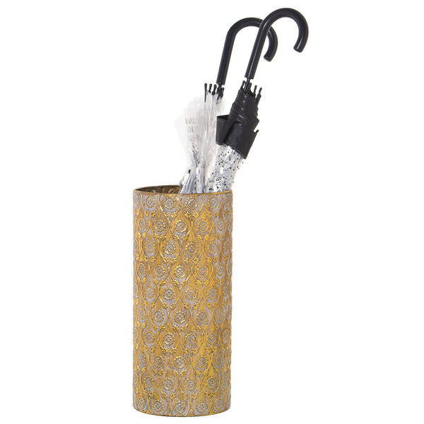 Paragüero decorativo cilíndrico estilo vintage dorado