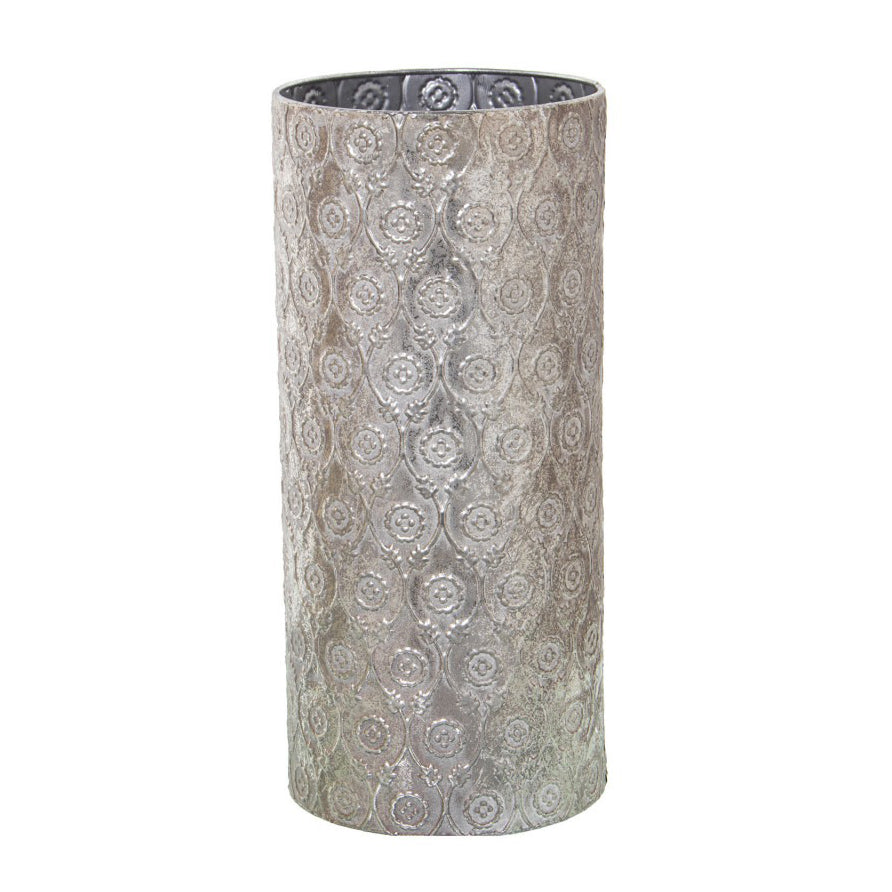 paragüero metálico relieve floral envejecido