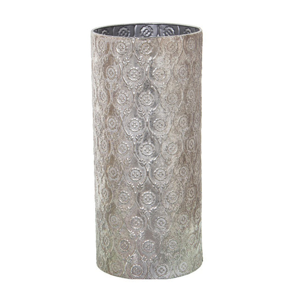 paragüero metálico relieve floral envejecido