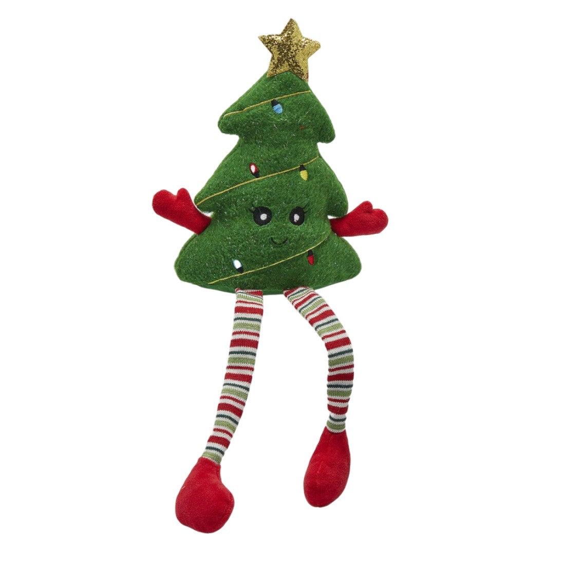 muñeco árbol de Navidad con piernas largas y estrella dorada