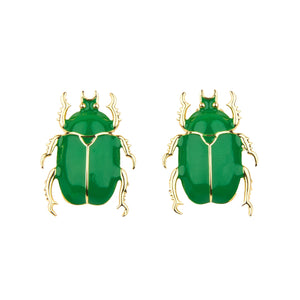 Pendientes escarabajo verde