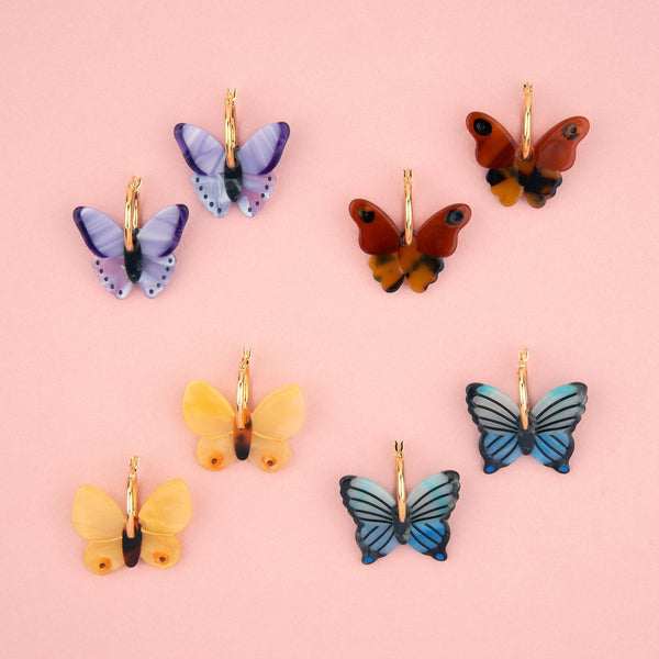 Pendientes mariposa morada