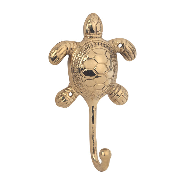 Gancho de pared en forma de tortuga dorada de latón