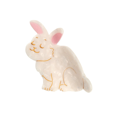 Pinza de pelo conejo blanco Coucou Suzette sobre fondo blanco