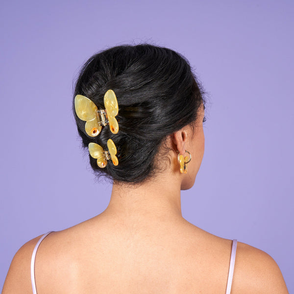 Pinza para el pelo mariposa amarilla