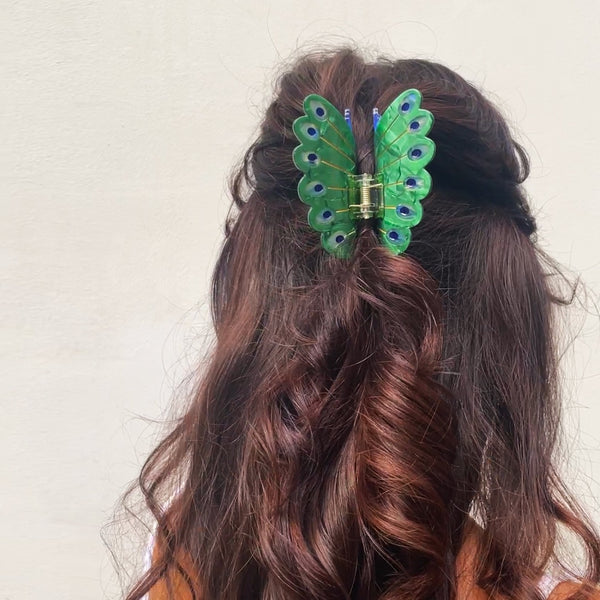 Pinza para el pelo pavo real