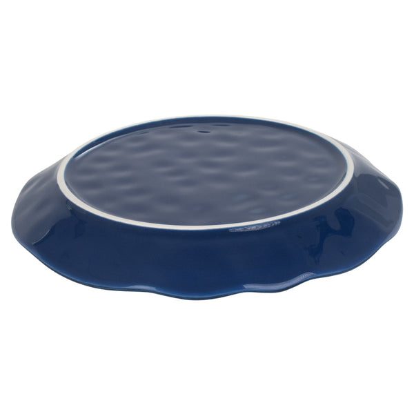 Base de plato de postre de porcelana de 20 cm acabado azul.